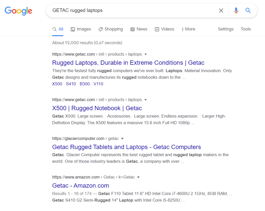 example of navigational search query II