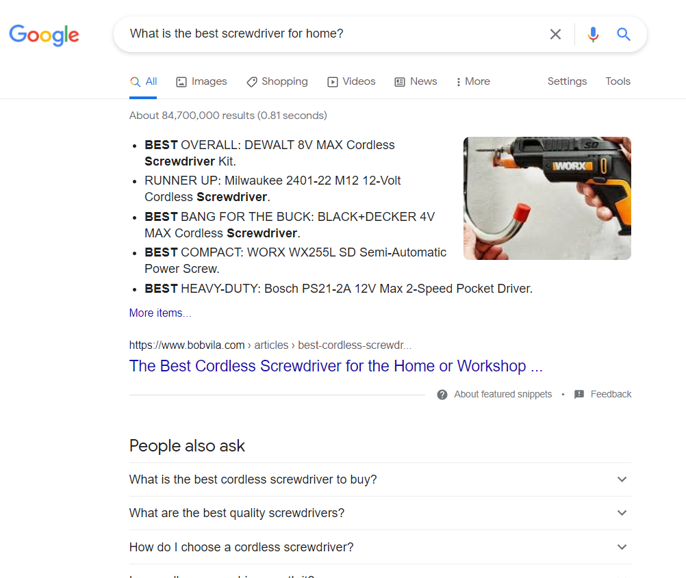 example of informational search query