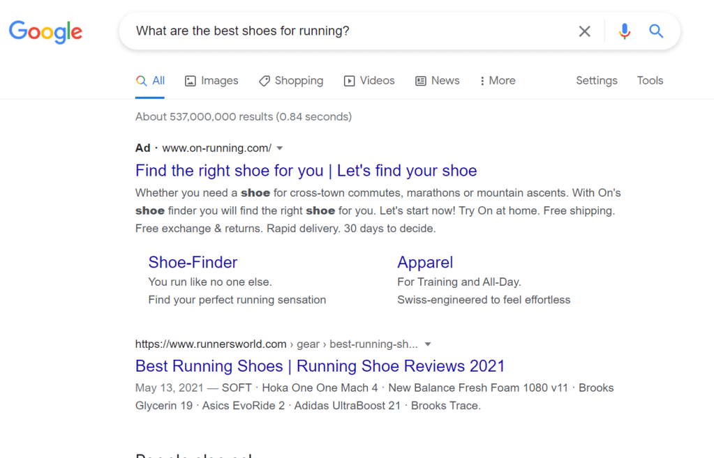 informational search query during the awareness stage