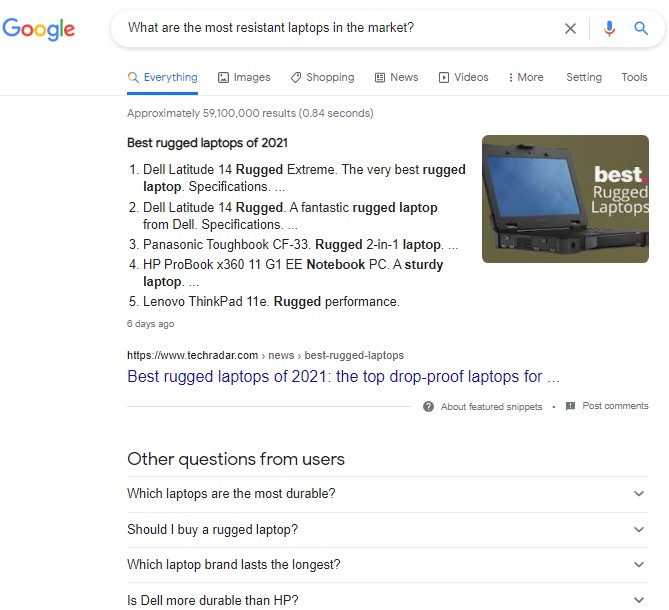 informational search query