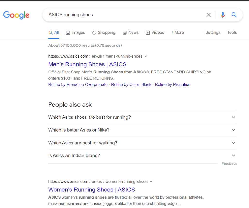Example of Navigational Search Query